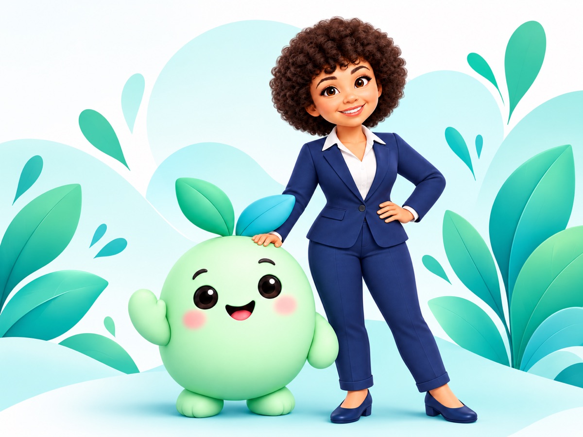 ADIA, la asistente de Tictiva, junto a Brotecito, la mascota de la plataforma
